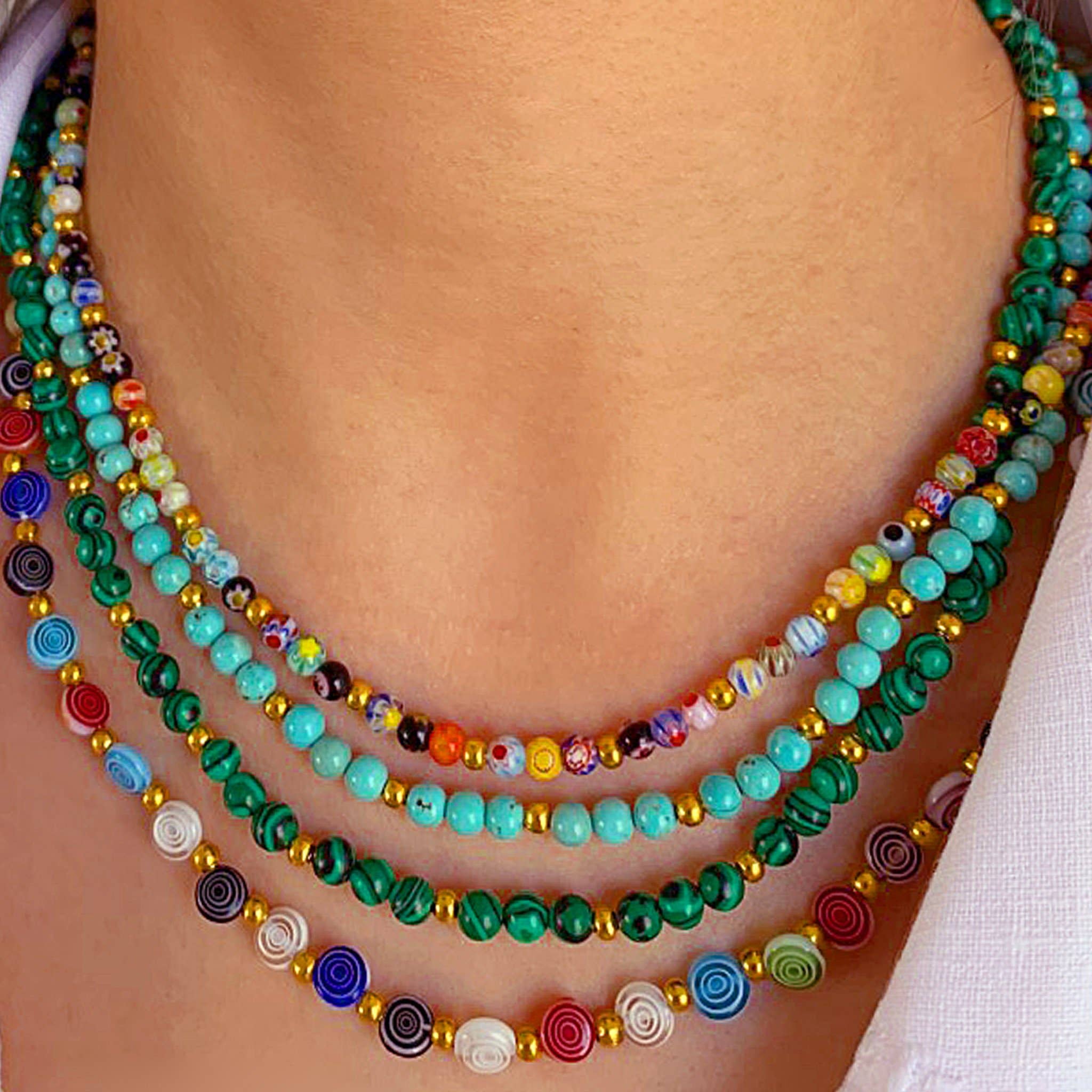 Lotusfeet – wholesale Beaded/pearl necklace – MB211 Malachite Green1