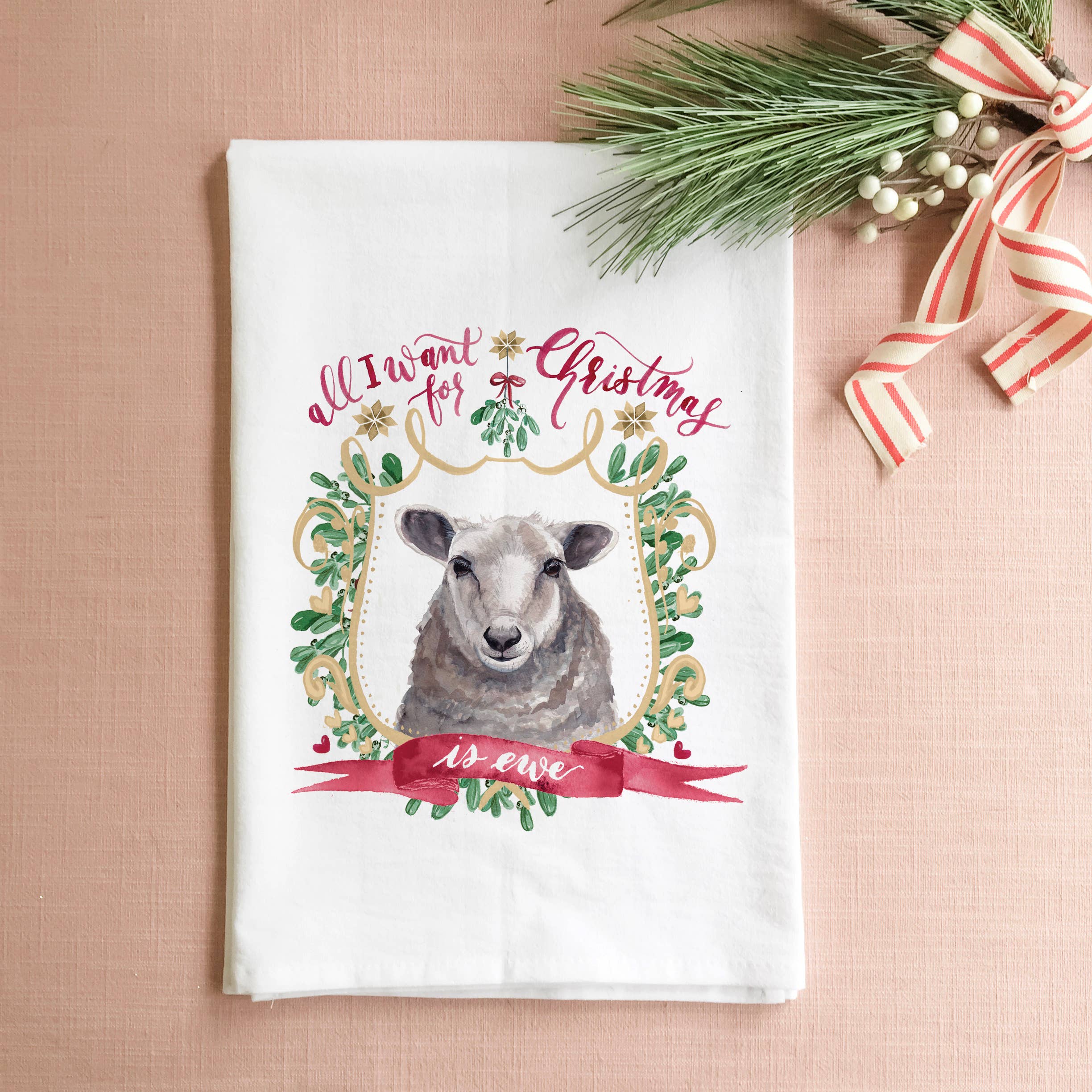Cami Monet - Venta al por mayor Paños de cocina - All I Want for Christmas is Ewe - Paño de cocina navideño0