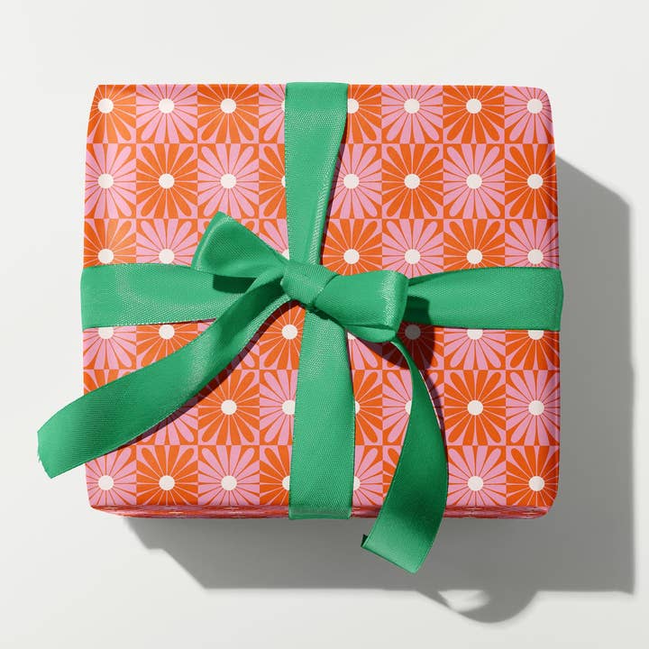 My Darlin' - Wholesale Flat Wrap - Daisy Disco, Mod Floral Gift Wrap Sheets or Roll