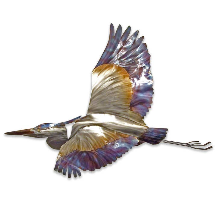 Blue Heron Flying (Stainless Steel) for wholesale by Copper Art