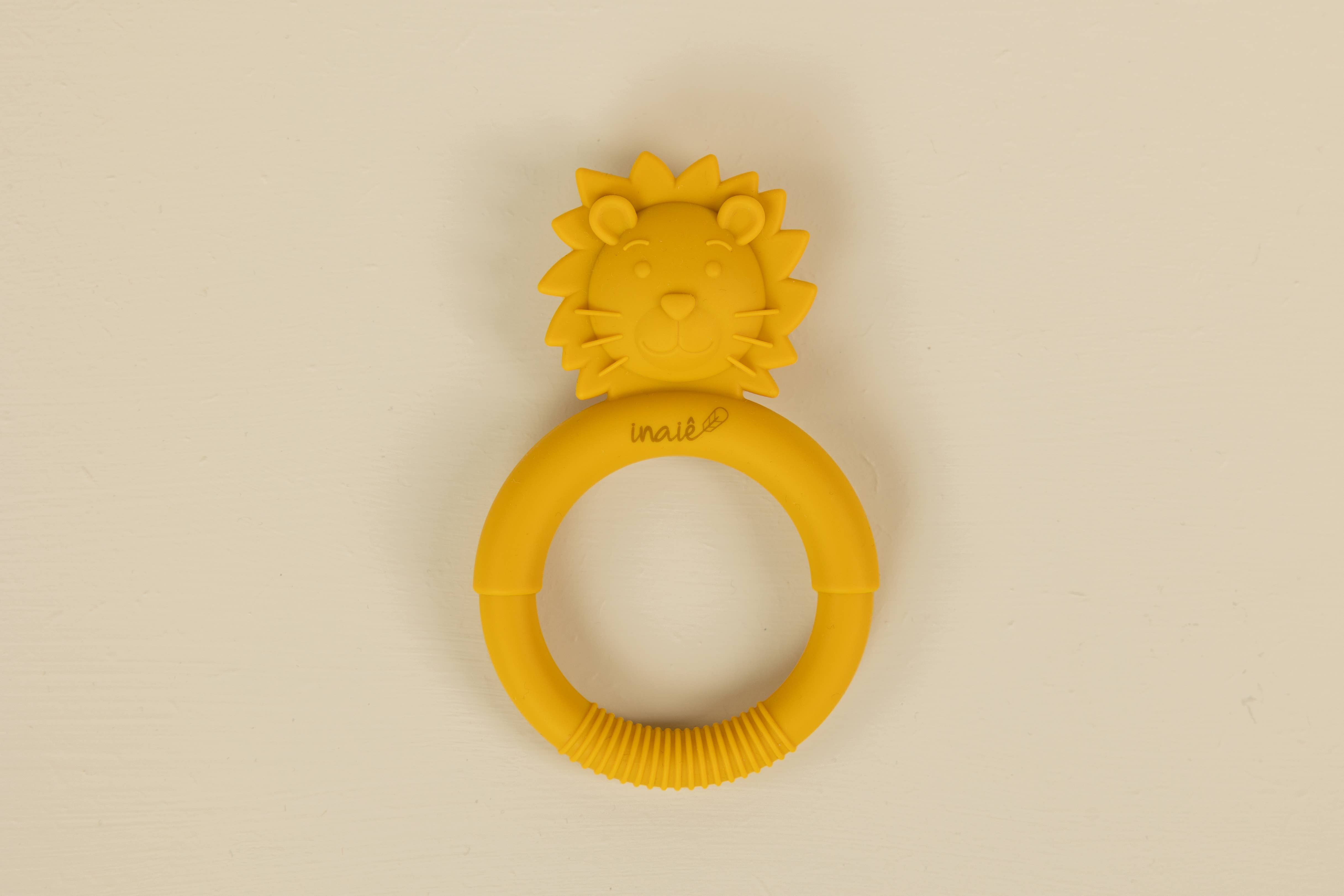 Inaiê - Vente Anneau de dentition sans clip – bébé - Anneau de dentition lion en silicone alimentaire1