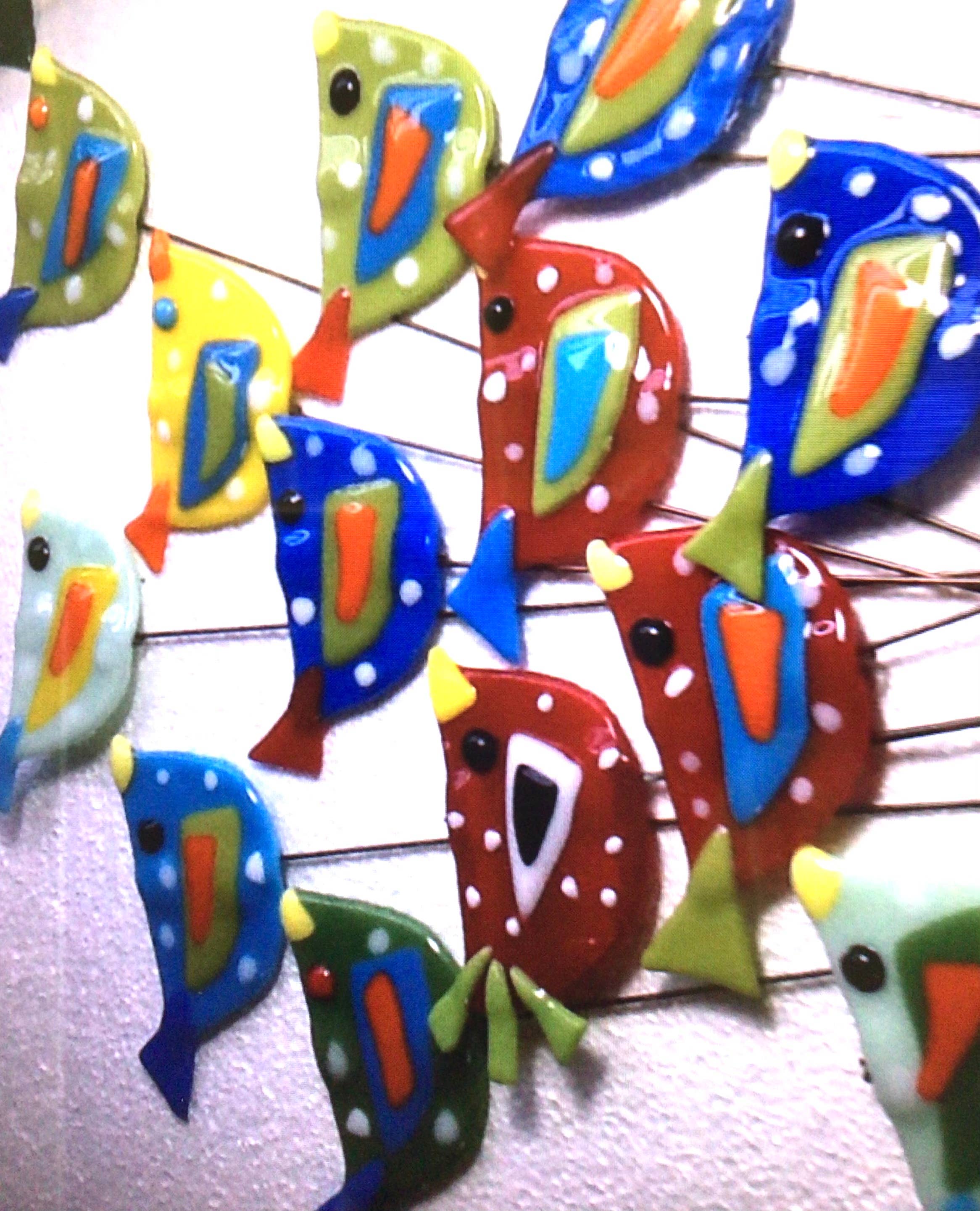 Fish Tales - Wholesale Garden/Lawn Stake - Bird plant stake fused glass9