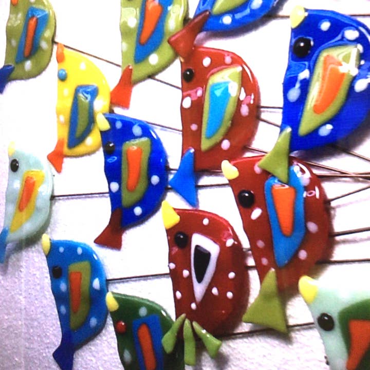 Fish Tales - Wholesale Garden/Lawn Stake - Bird plant stake fused glass9