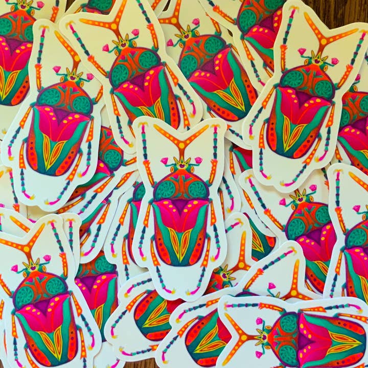 Autocollant en forme de scarabée pour la vente par Psychedelic Lens