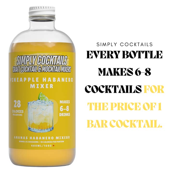 Simply Cocktails - Wholesale Cocktail Mix/Syrup - Pineapple Habanero - Margarita Cocktail and Mocktail Mixer