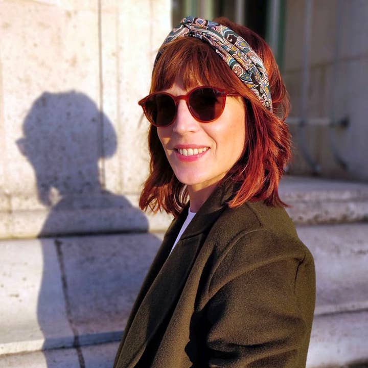 CINTA CASSANDRE / poliéster verde estampado cachemira para venta al por mayor de Laure Derrey