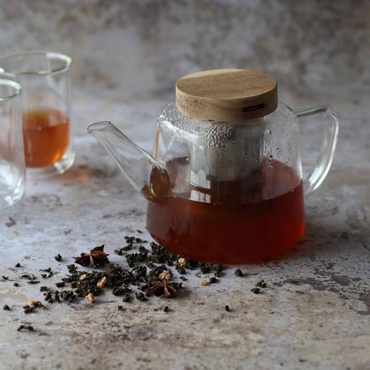 Ogo living – wholesale Tea pot – Gustave borosilicate glass teapot and 1l00 wooden lid