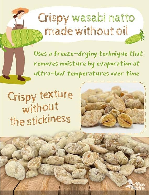 KPurity - Wholesale Puffed Snack - [160g / 5.64oz] Freeze Dried Natto Beans Snack Wasabi Flavor 20g ( 8 Packs), Fermented Soybean Snack 와사비맛 낫또 과자3