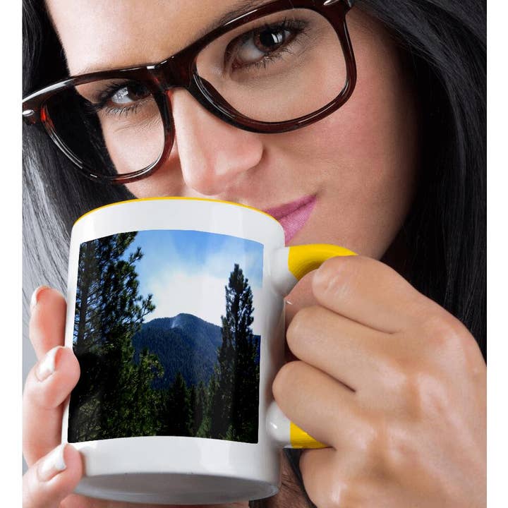 3dRose - Wholesale Coffee Mug - 3dRose, A fire in the distance on a mountain in Pine Valley with trees, Mug1