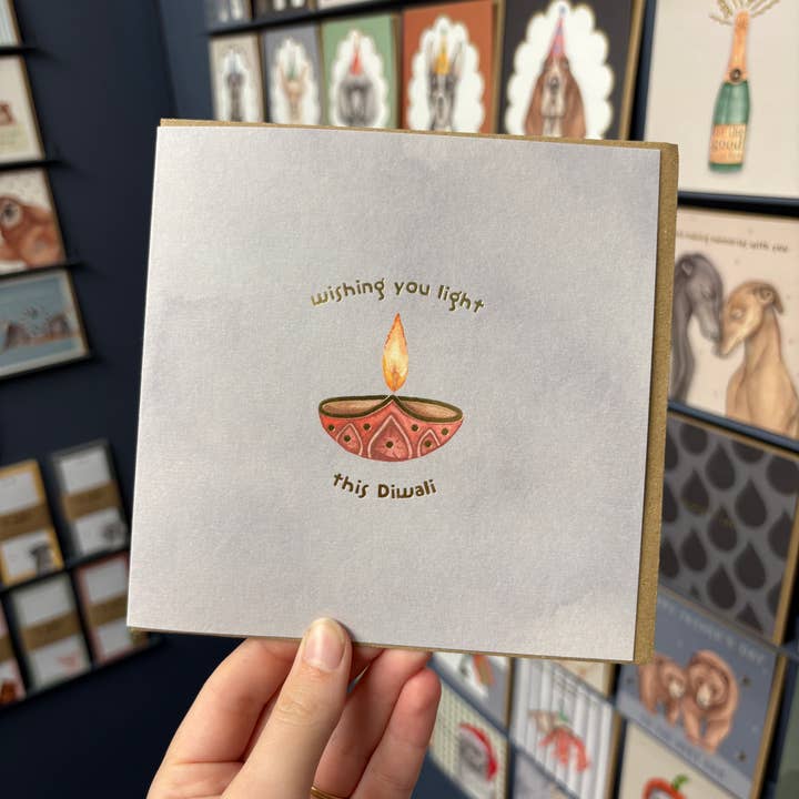 Diwali Gold Foil card for wholesale by lil wabbit