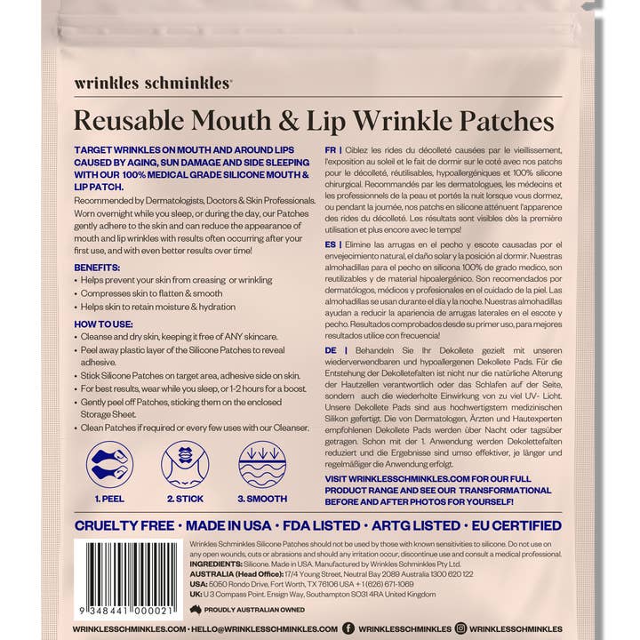 Abundance Naturally Ltd. - Venta al por mayor Tratamientos/mascarillas de labios - Arrugas Schminkles | Parches para Arrugas de Boca y Labios