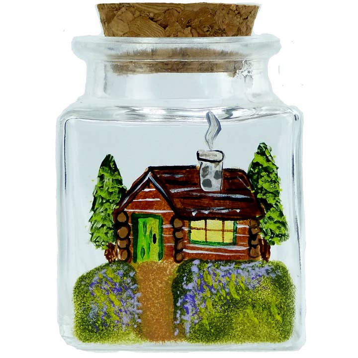 Log Cabin Spice Jar - Discontinued Design for wholesale by Classy Art Designs, LLC