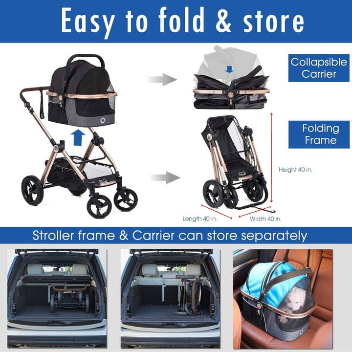 Only An Ocean Europe - Wholesale Pet Carrier - Cat/Dog - HPZ Pet Rover Prime 3-in-1 stroller - black