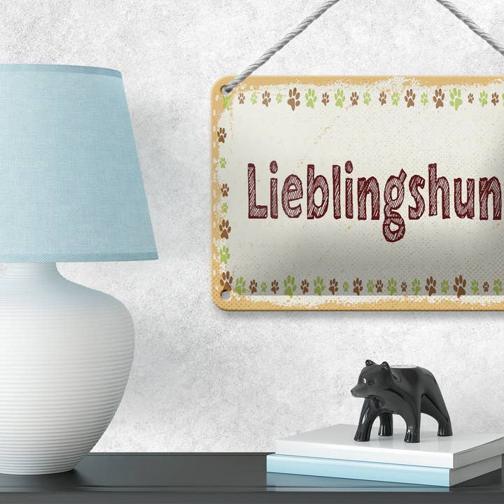 Femer - Vente Pancarte - Panneau en étain avec inscription « chien préféré », 18 x 12 cm2