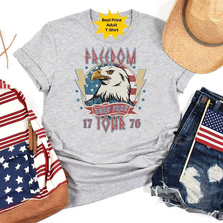 Freedom Tour, Born to Be Free T-Shirt, American Eagle Shirt for wholesale by STRONG N FREE CDN