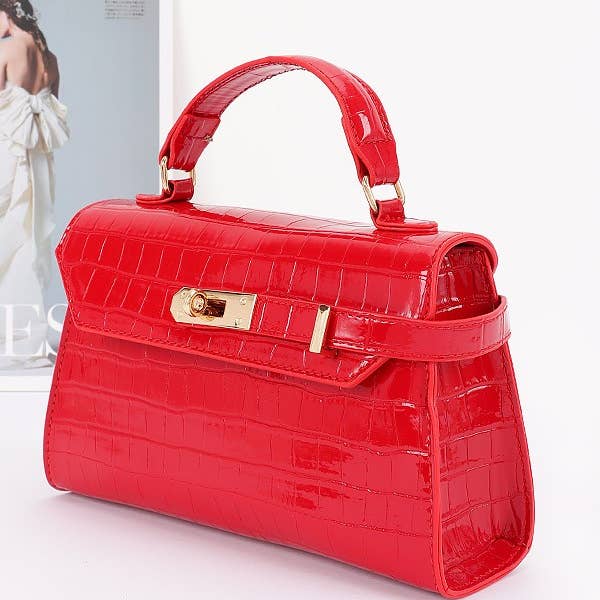 Oblige by G - Wholesale Top handle bag – women's - Glossy Croc-Textured Mini Handbag HPC66194