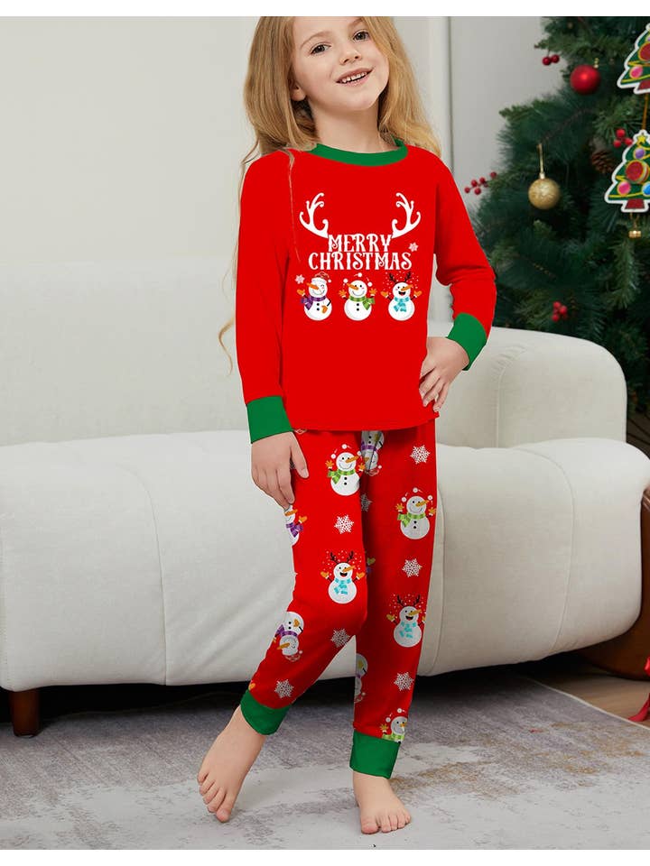 Anna Kaci Wholesale - Wholesale Sleepwear set – Unisex - Family Matching Merry Christmas Snowman Print Pajama Set3