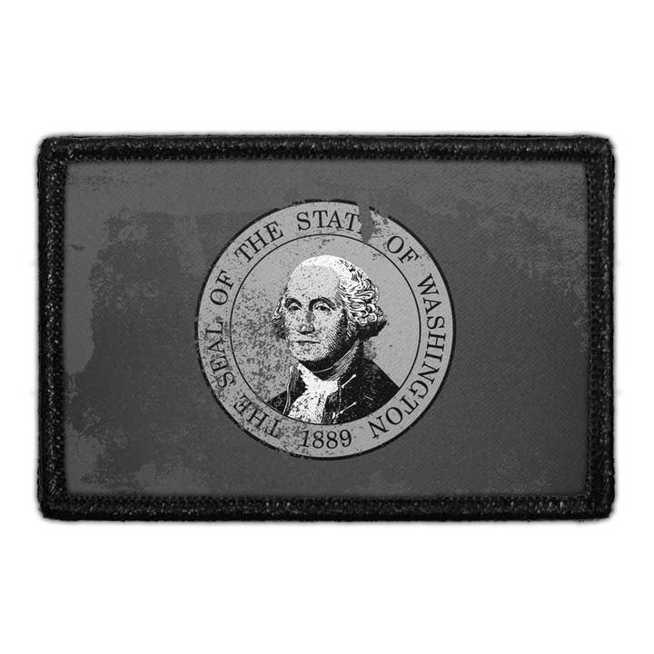 Pull Patch - Wholesale Patch - Washington State Flag - Black and White - Distressed - Removable Patch