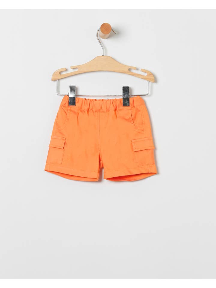 COCO ACQUA - Wholesale Top & Short Set - Kids - Denim Shirt and Orange Shorts Set with Embroidery
