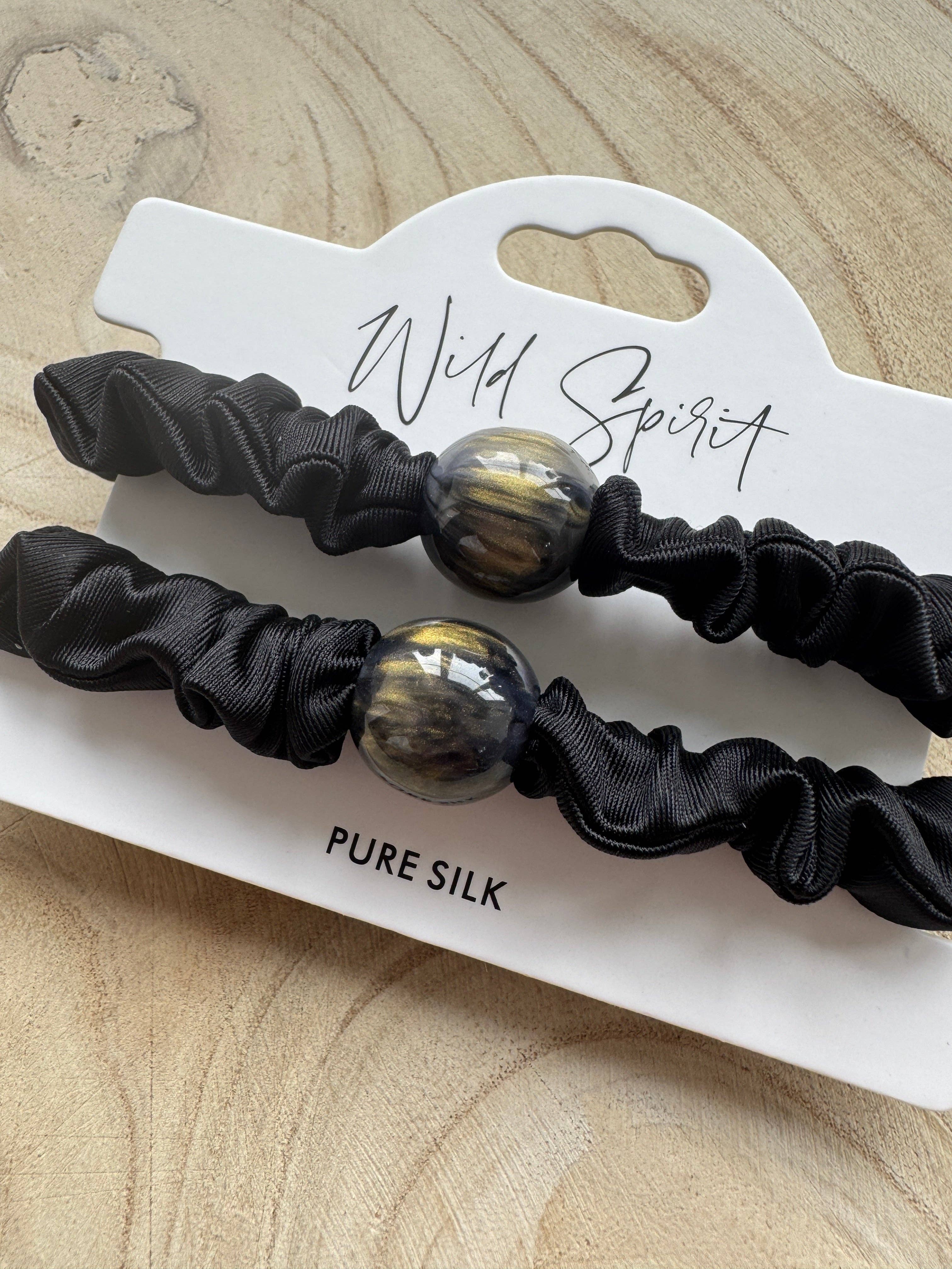 Wild Spirit London – wholesale Hair tie – Pure Silk Hair Bobble Duo0