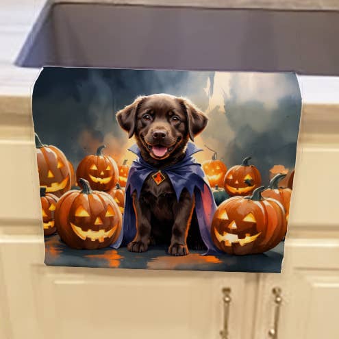 Pano de Cozinha de Halloween com Cachorro Labrador Retriever Chocolate por atacado de Caroline's Treasures