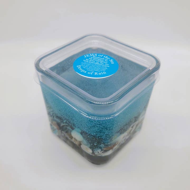 JEMS of the Sea - Wholesale Jar/Filled Candle - Seashell Gel Candle - Real Sand/Shells - 10 oz - Square