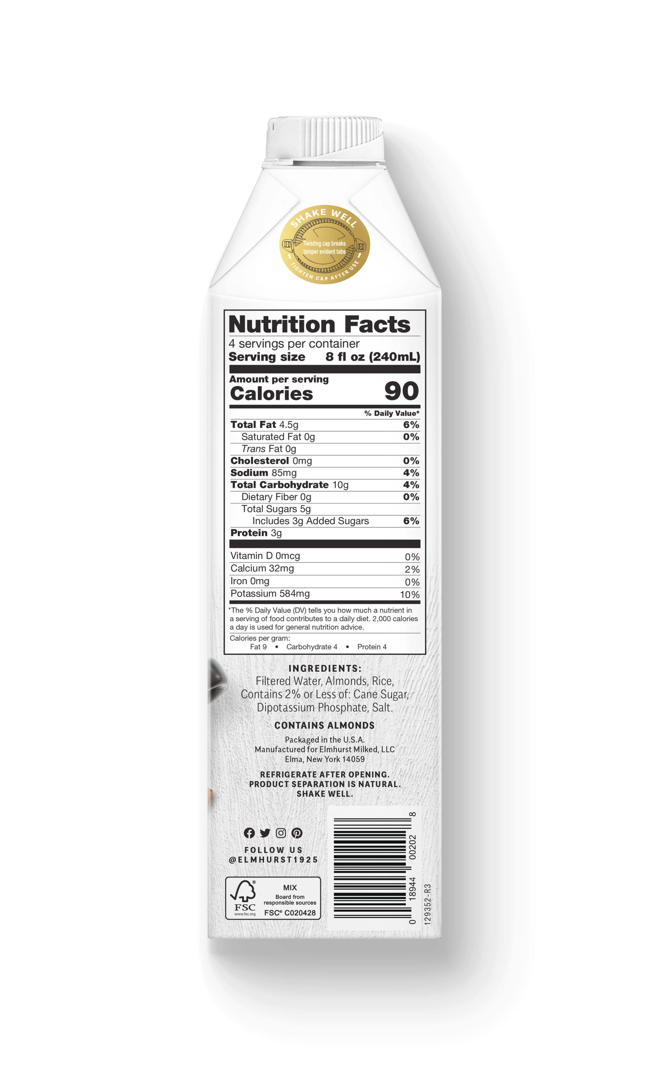 Elmhurst 1925 - Wholesale Non-Dairy Milk - Barista Edition Almond Milk, 32oz [6-Pack]3