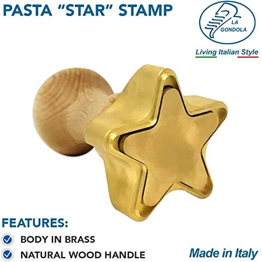 LA GONDOLA - Wholesale Kitchen Tool/Gadget - Ravioli Pasta Cutter Stamp STAR shaped Brass wooden Handle1