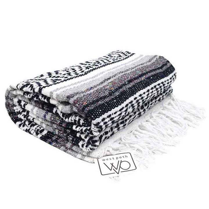 West Path - Wholesale Throw Blanket - Black, Grey and White Mexican Falsa Blanket