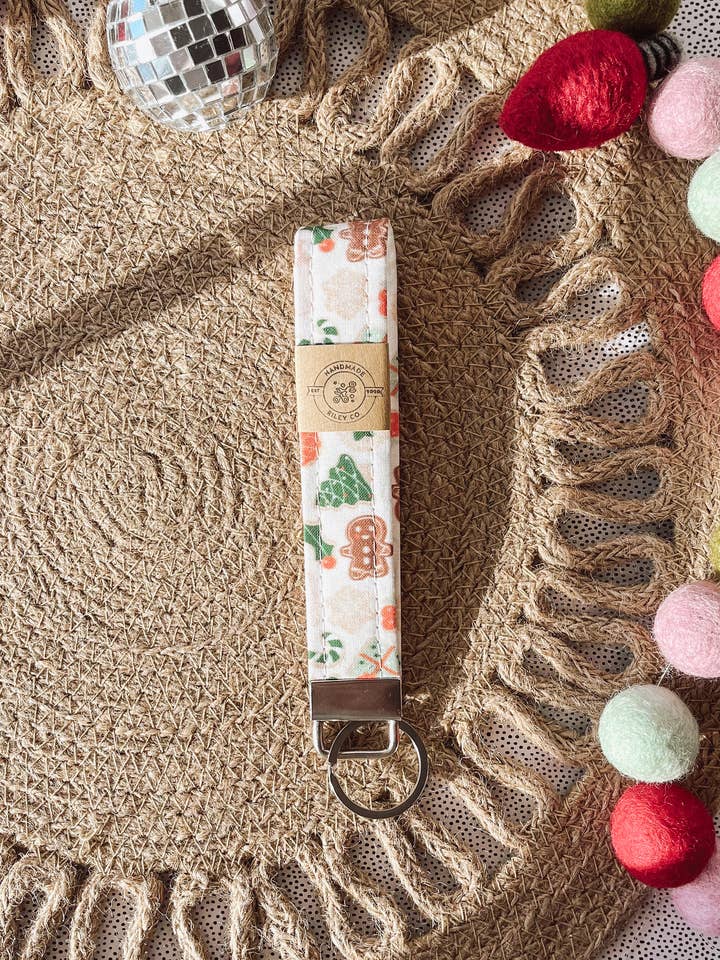 Christmas Cookies Wristlet Keychain, Key Fob for wholesale by Handmade Riley Co