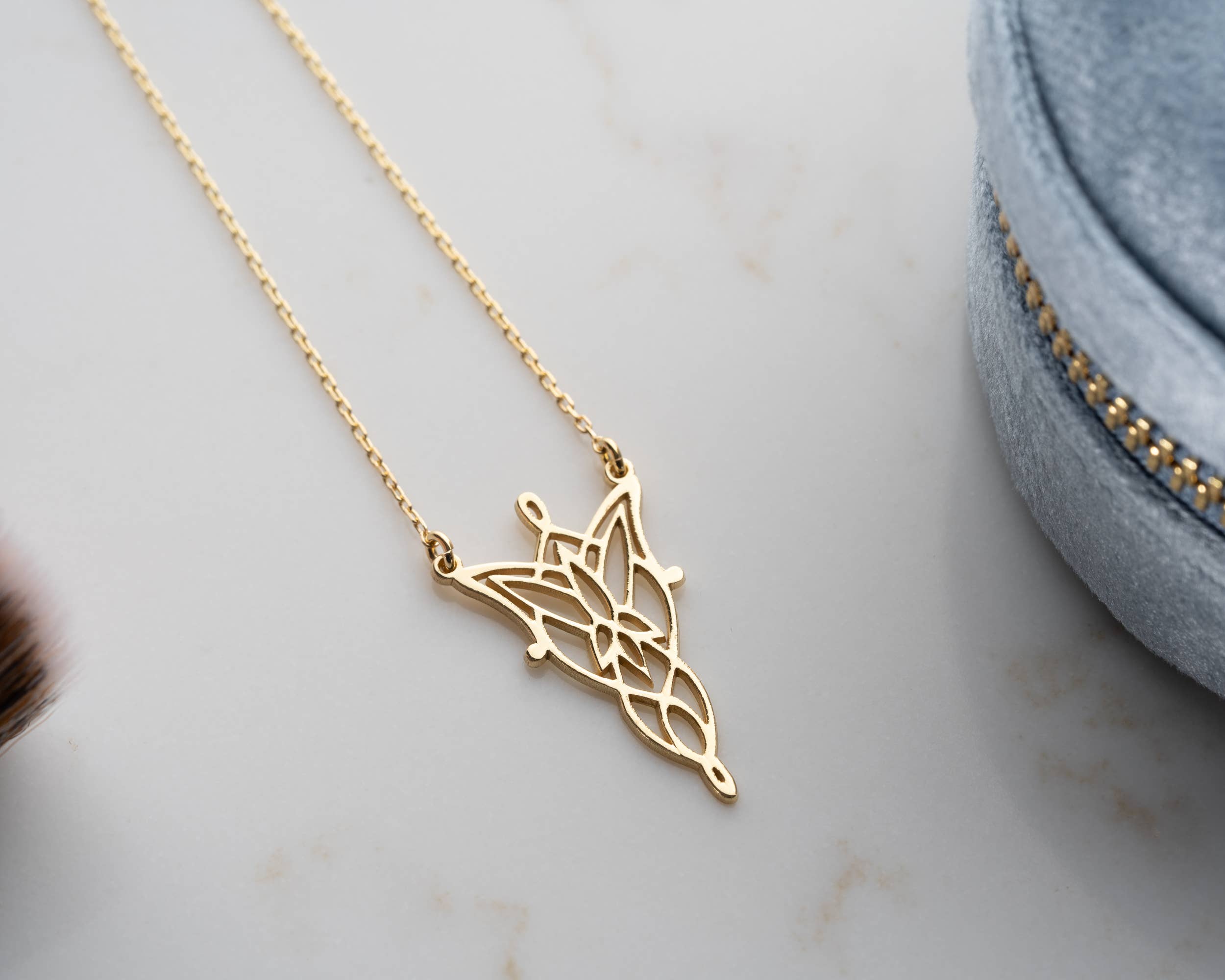 Tina Custom Jewelry - Wholesale Pendant/Charm Necklace - Elven Necklace Gold Fantasy Arwen Pendant Jewelry6