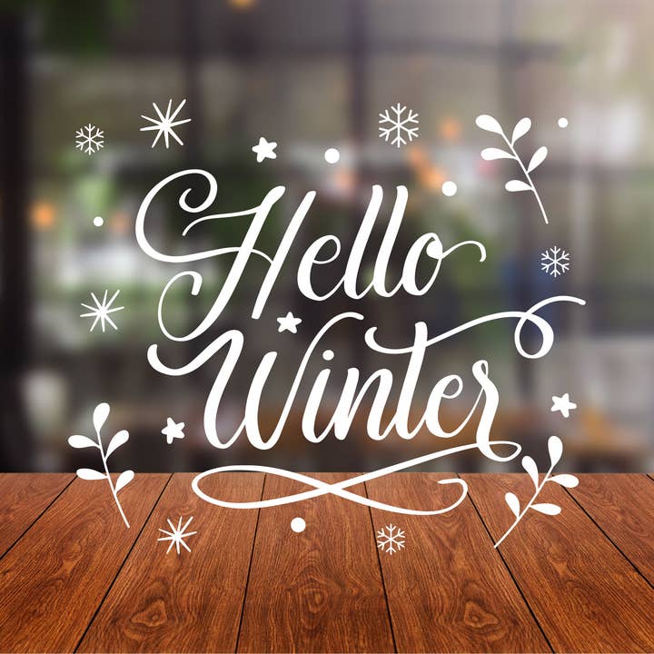 Hola Vinilo de Invierno para Escaparates, Pegatina de Ventana de Navidad, Escaparate Festivo, Cartel de Invierno para Tienda, Vinilo Decorativo de Navidad para venta al por mayor de Decals Online
