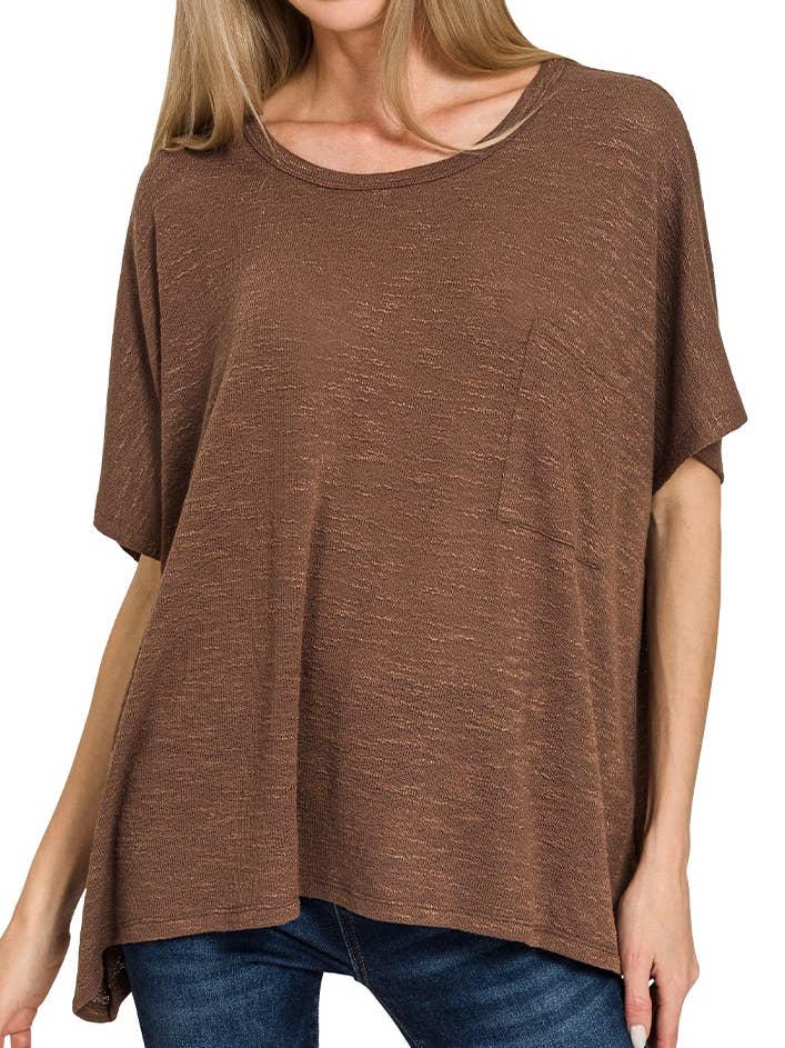 Oversized Slub Hacci Top With Pocket for wholesale by Vanilla Monkey