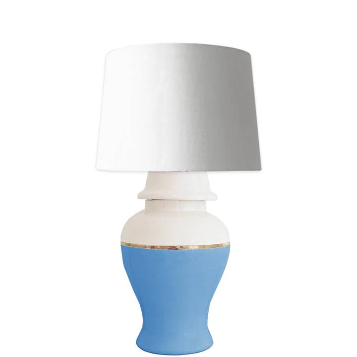 French Blue Color Block Ginger Jar Lamp for wholesale by Lo Home | Ruby Clay