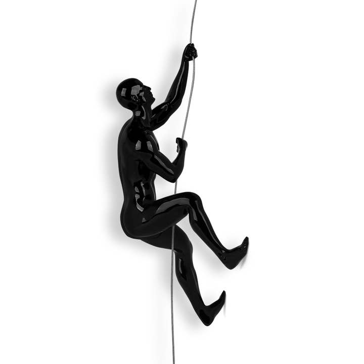 ADM Home Decoration – wholesale Dimensionell/3D-väggkonst – 'Climber' hartsskulptur - Glansig svart - Liten