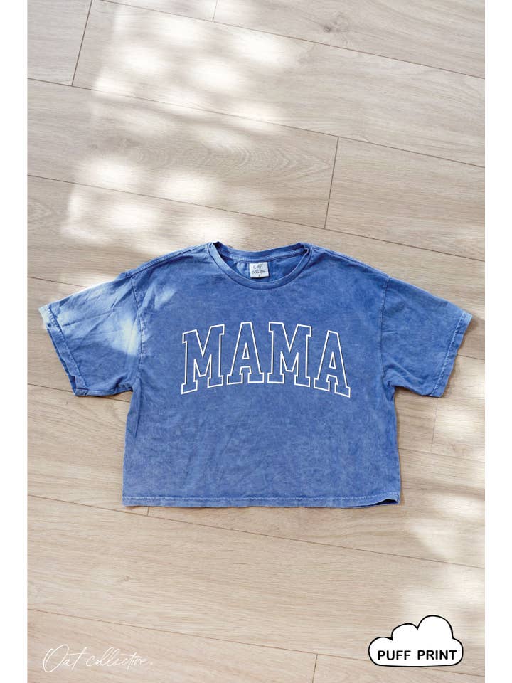 OAT COLLECTIVE – Engroshandel T-shirt med print - Dame – MAMA OUTLINE PUFF Kort Mineral Grafisk Top