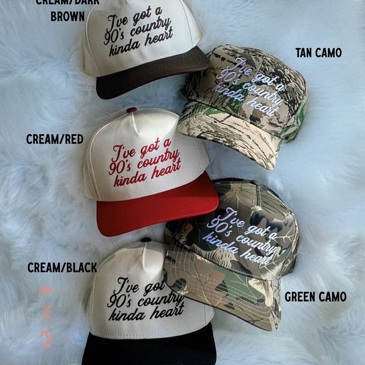 Wilder Made - Wholesale Trucker Hat - Women's - 90's Country Kinda Heart Canvas Trucker Hat
