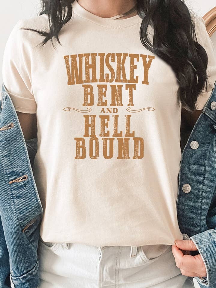 Kissed Apparel - Wholesale Screen Printed T-Shirt - Women's - Whiskey Bent and Hell Bound Western Graphic Tee