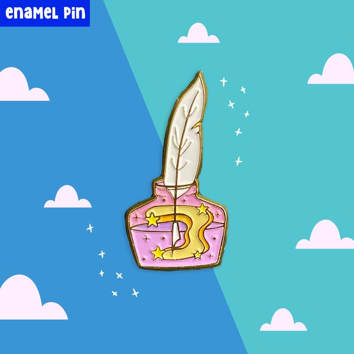 Spilla smaltata con penna e inchiostro per la vendita all'ingrosso da parte di Neha Lee Designs