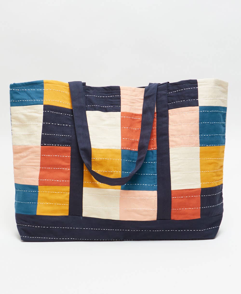 Anchal - Wholesale Tote Bag - Women's - Checkered Canvas Tote Bag3