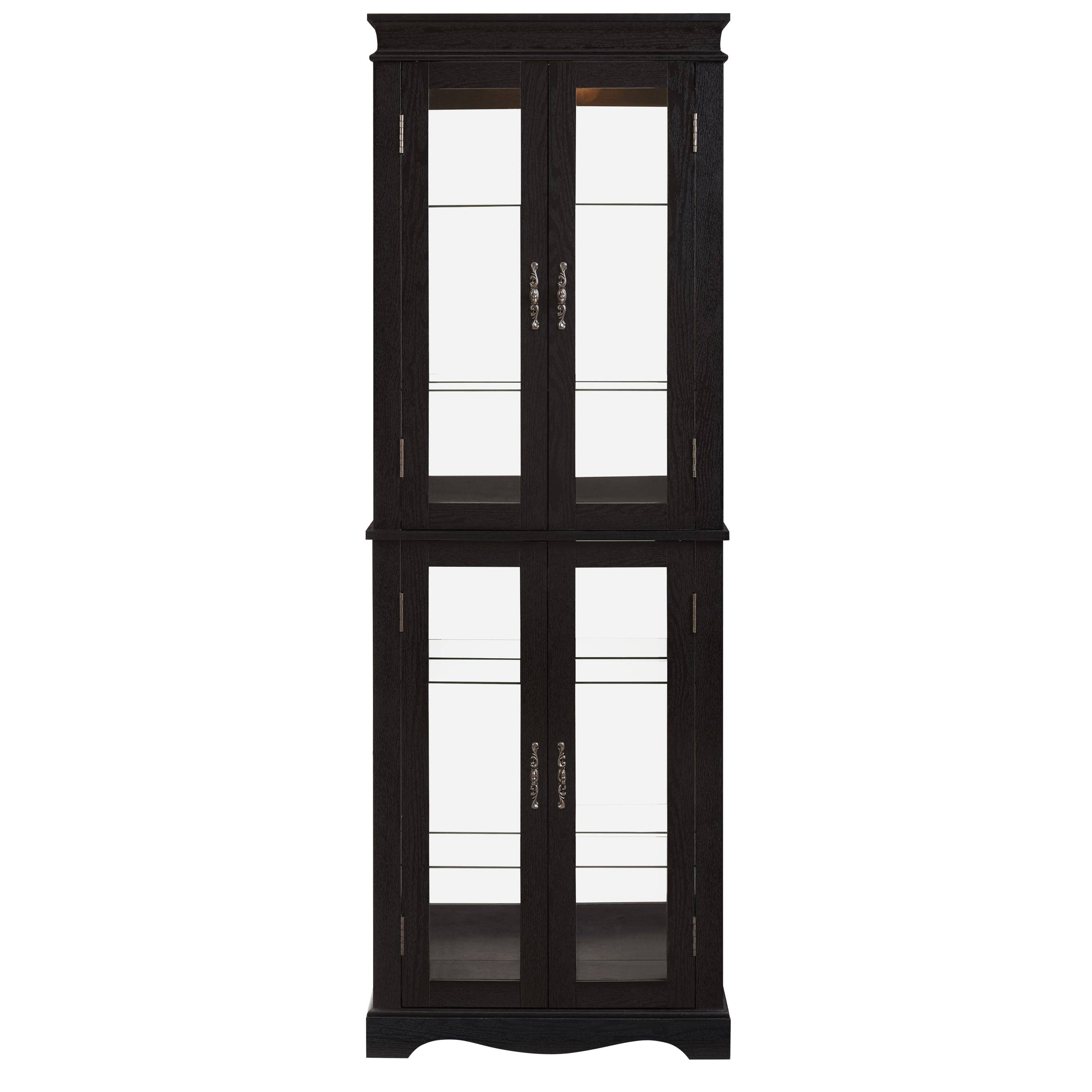 39F Inc. - Wholesale Cabinet - Lighted 6-Tier Glass Curio Display Cabinet with Wood Frame12