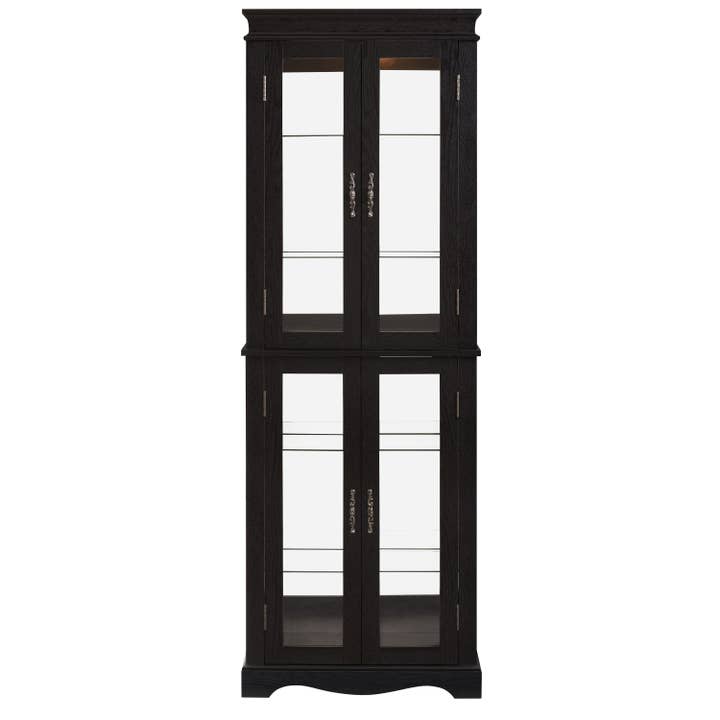39F Inc. - Wholesale Cabinet - Lighted 6-Tier Glass Curio Display Cabinet with Wood Frame12
