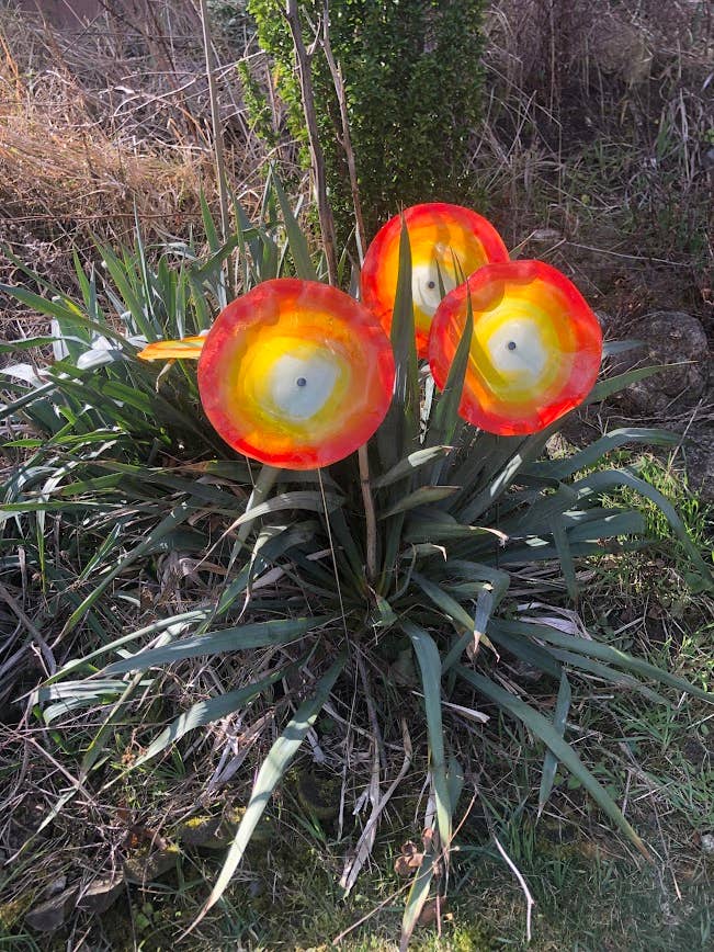 Flor de Vidrio Amarillo-Naranja Grande (tallo de 50 cm) para venta al por mayor de CARNEOL GLASS