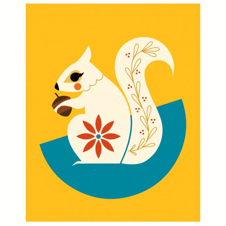 Stampa artistica con scoiattolo bianco. per la vendita all'ingrosso da parte di Amber Leaders Designs