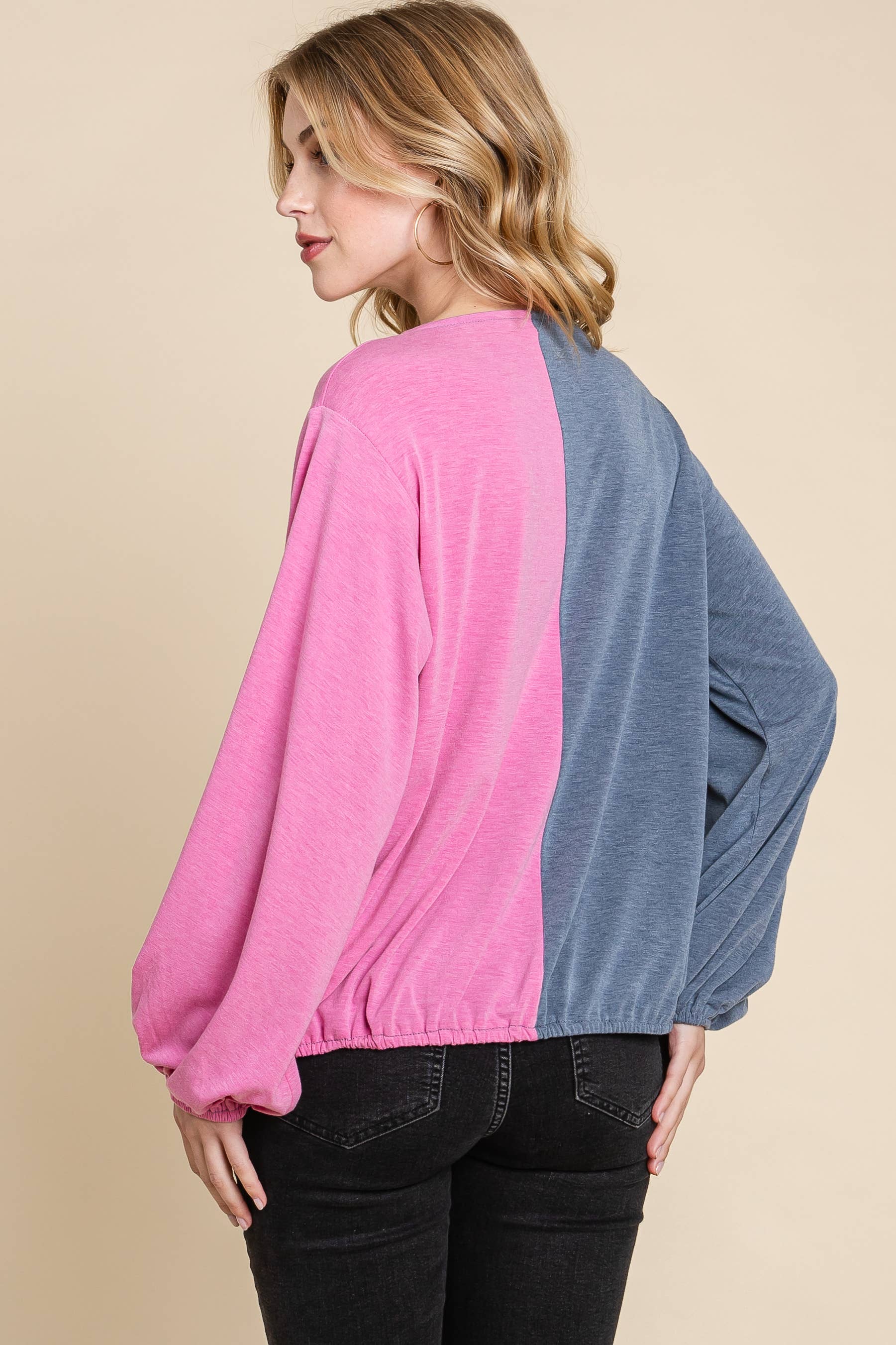 Emerald Collection - Vendita all'ingrosso Top in maglia - Donna - ETK-8561-PL Top Surplice Color Block Plus Size5