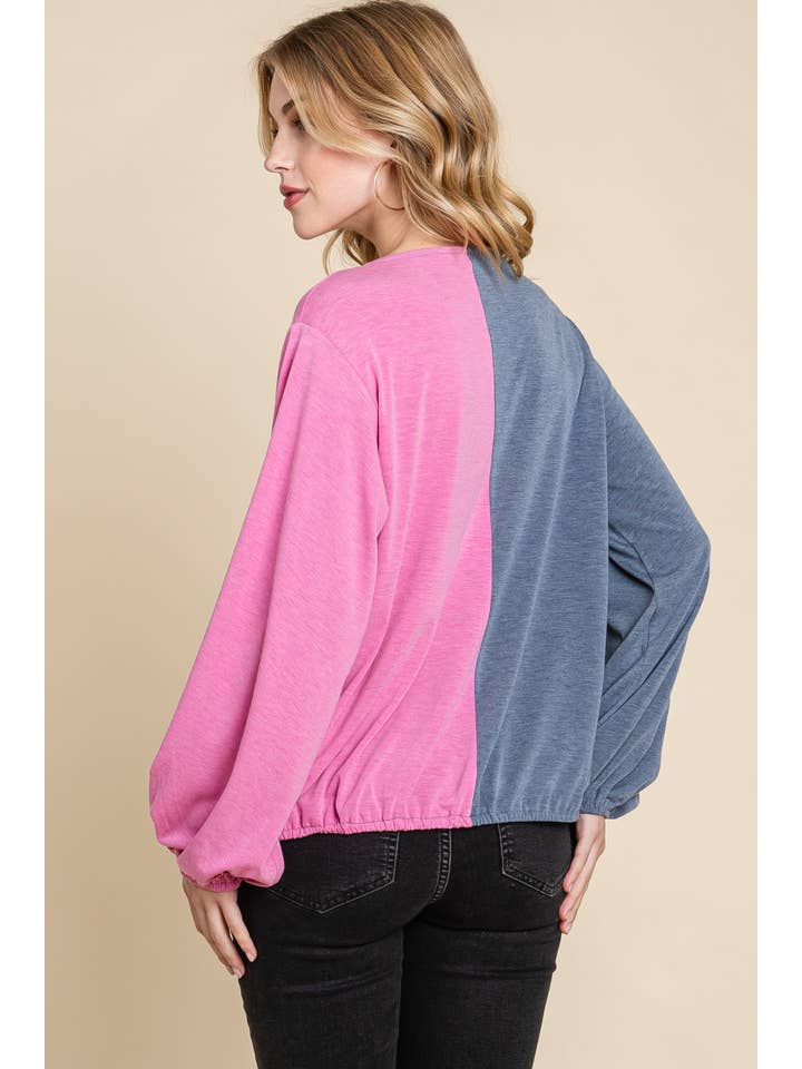 Emerald Collection - Vendita all'ingrosso Top in maglia - Donna - ETK-8561-PL Top Surplice Color Block Plus Size5