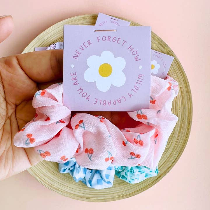 Tiny Gift Society - Wholesale Scrunchie - Women's - Floral Scrunchies | Thank You Gifts | Inspirational Positive