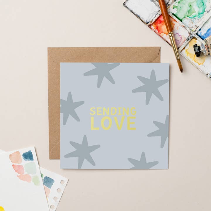 Sending Love card with Gold Foil for wholesale by lil wabbit