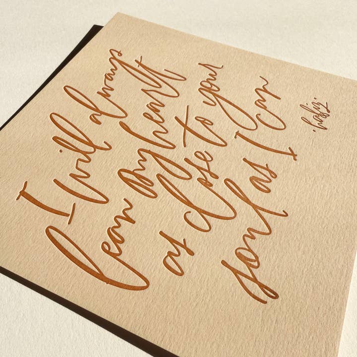 Læn mit hjerte brevpresset tryk for engroshandel hos Opeful Press