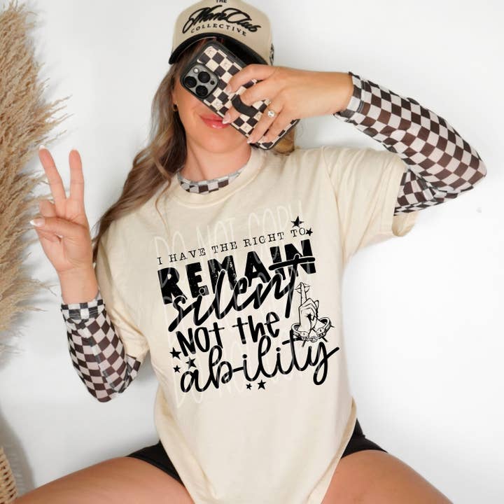 I Have the Right to Remain Silent Not The Ability DTF Transfer | Trendy Snarky DTF Transfer | High Quality Image Transfers | Ready to Press | Instant Peel for wholesale by Red Dirt Transfers